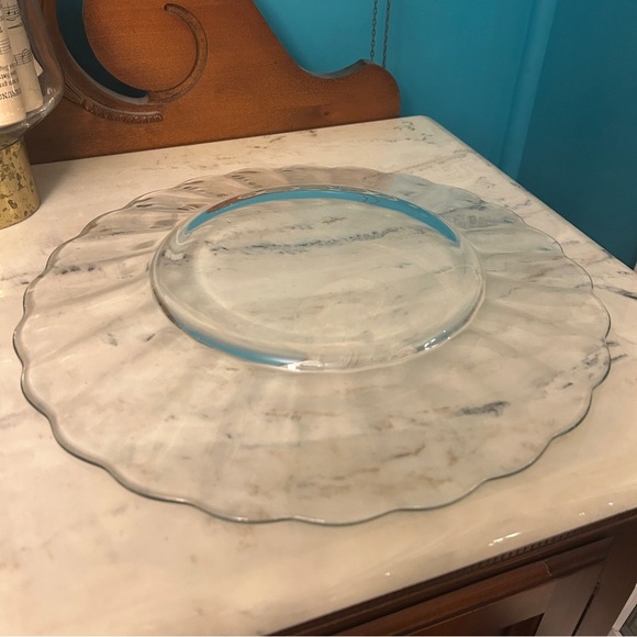Vintage Anchor Hocking Moments 14.5" Clear Glass Serving Tray Platter scalloped - Picture 6 of 8